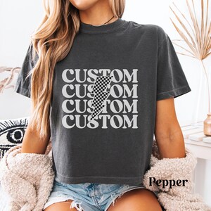 Custom Text Cropped Top Personalized Crop Tops Comfort Colors Boxy Tees Customized Cropped Tshirt Y2k Crop Top Boxy Tee Custom Womens Top