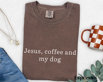 Camiseta cristiana divertida de Jesus Coffee, camiseta de otoño sobre la vida cristiana, camisetas divertidas de fe, ropa religiosa, colores reconfortantes