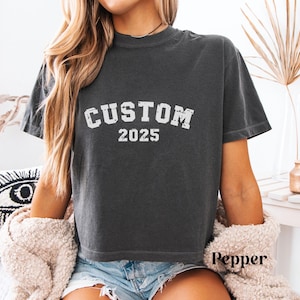 Custom Text Cropped Top Personalized Team Crop Tops Comfort Colors Boxy Tees Customized Cropped Tshirt Y2k Crop Top Boxy Tee Womens Top