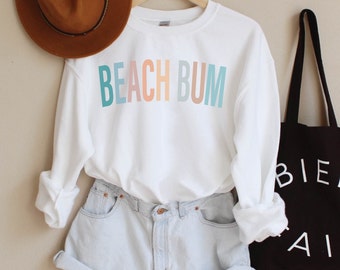 Sudadera de cuello redondo para vago de playa, camiseta de playa, camiseta de vacaciones, camiseta de verano, camiseta para amantes de la playa, camiseta de verano, sudadera de cuello redondo de verano