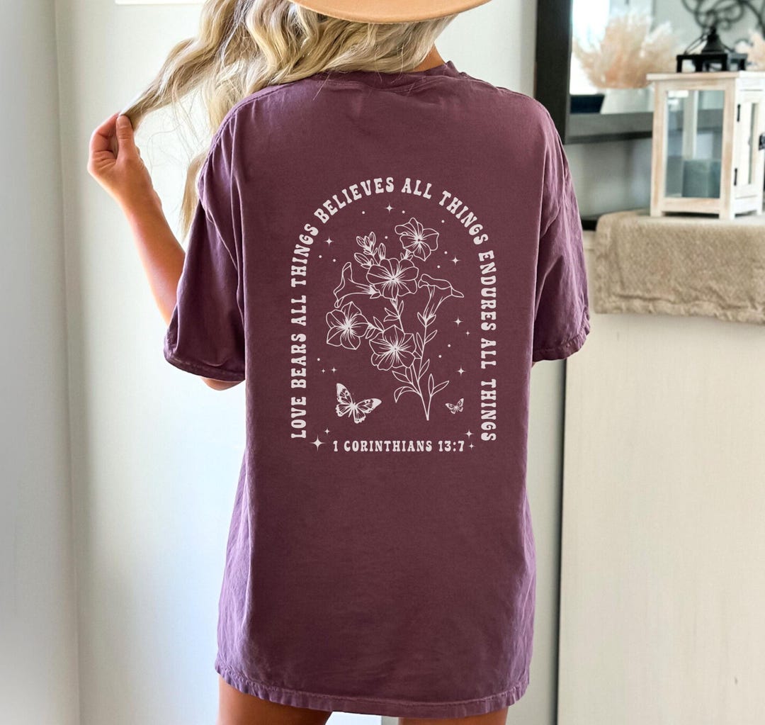 Rustic Church Merch Minimalist Floral Christian Merch Shirt Comfort Colors Religious ...