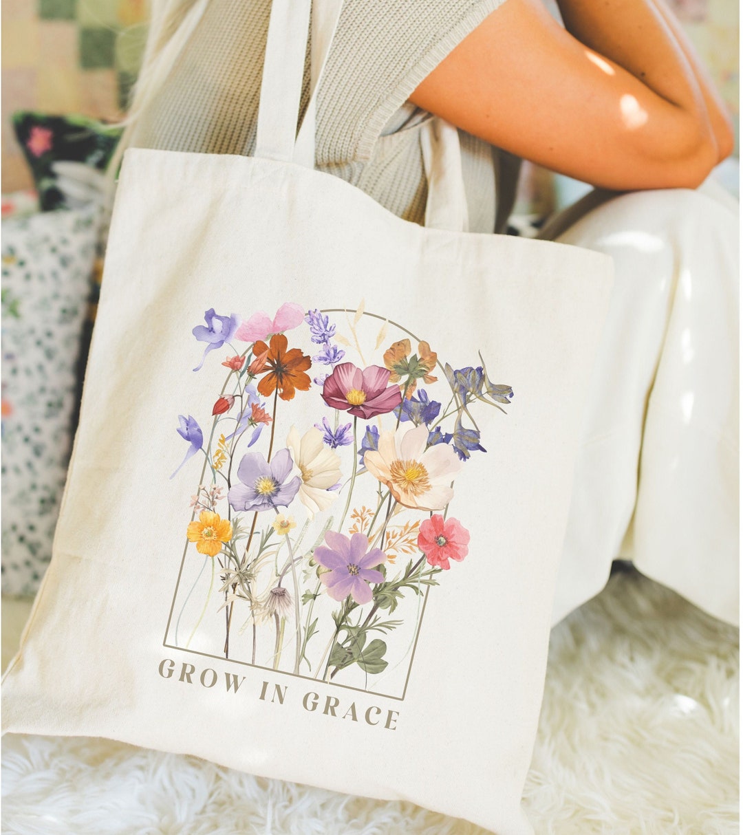 Christian Tote Bags, Totebag, Inspirational Floral Tote, Bible Verse ...