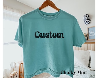 Customized Cropped Tshirt Y2k Crop Top Boxy Tee Custom Text Cropped Top Personalized Crop Tops Comfort Colors Boxy Tees Custom Womens Top