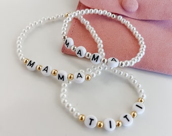 PERSONALIZED BRACELETS - Custom Made Bracelets -  Mom - Mami - Mama - Grandma - Abu - Titi - Bestie - Teacher - Friendship Bracelets