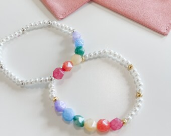 Rainbow Baby Bracelet - Rainbow Bracelet - Rainbow Gems - Rainbow Beaded Bracelet - Rainbow Pearl Bracelet