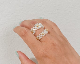 Daisy Ring - Pearl Ring - Daisy Pearl Ring