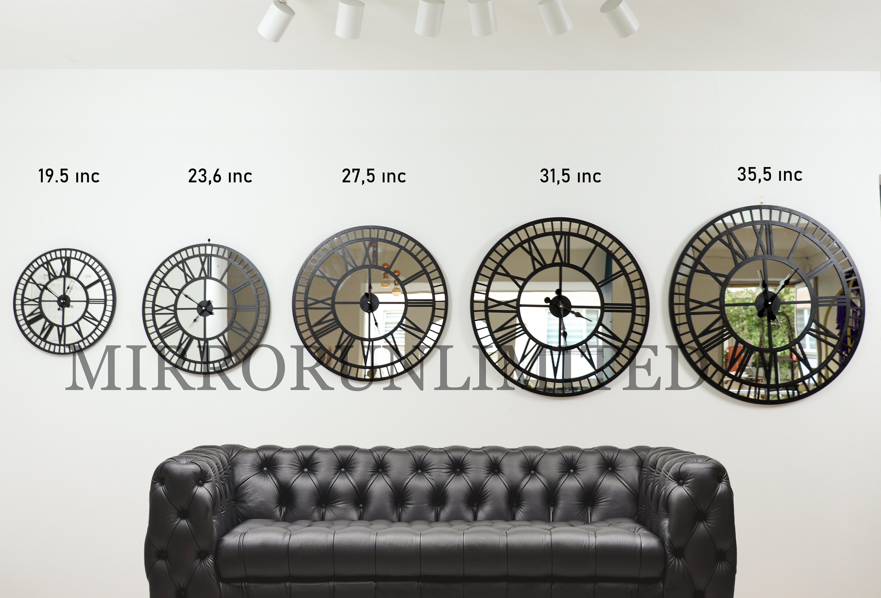 Black Large Wall Clock Real Mirror Clock black Colored Etsy Canada