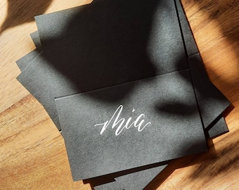 Black Tented Place Cards | Modern Calligraphy | Handwritten | Events | Weddings