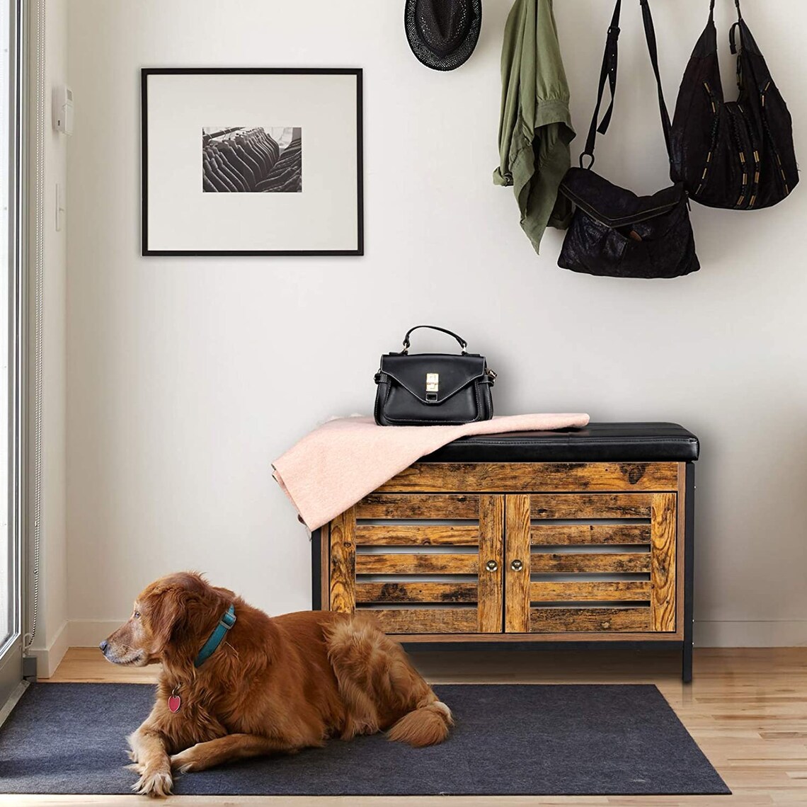 Farmhouse Storage Bench Industrial Shoe Entryway Bench Bed Etsy