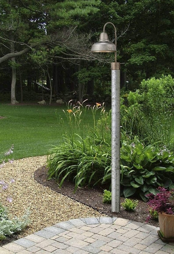 Farmhouse Industrial Outdoor Post Light Fixture Galvanized Etsy