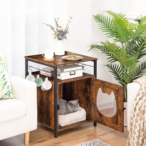 End Table Cat Litter Box Enclosure 19.7 X 19.7 X 26 Inches Etsy