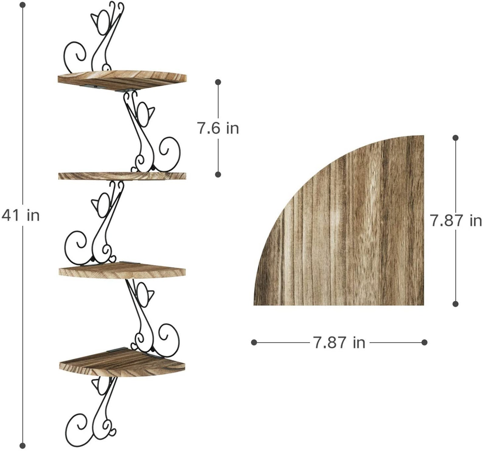 Wall Mount Corner Shelves 4 Tier Floating Corner Storage Wood Etsy