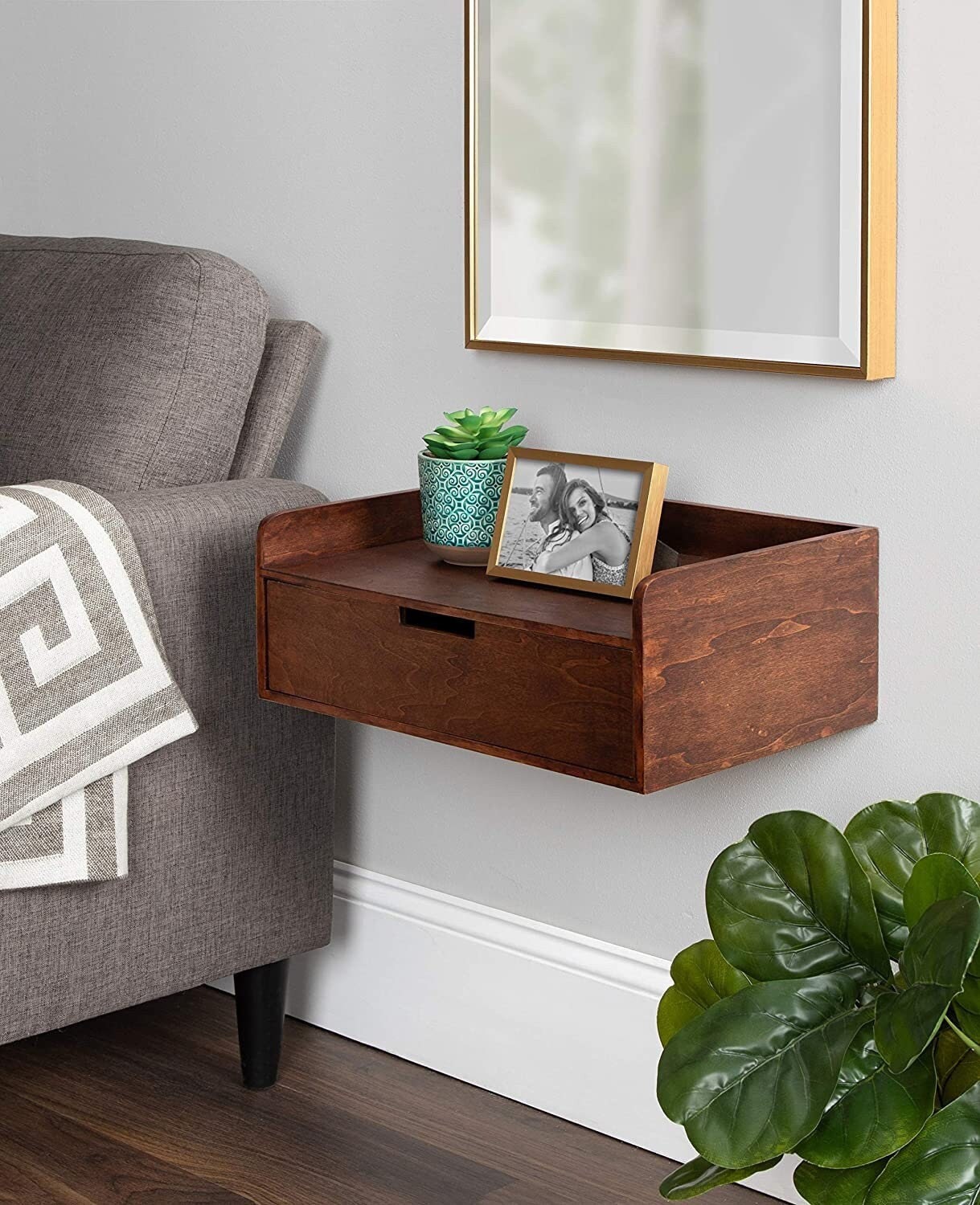 Modern Floating Wall Shelf Side Table with Drawer Floating Etsy