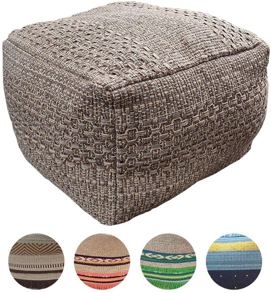 Pouf Cover Unstuffed Ottoman Handmade Woven Foot Stool Soft Etsy