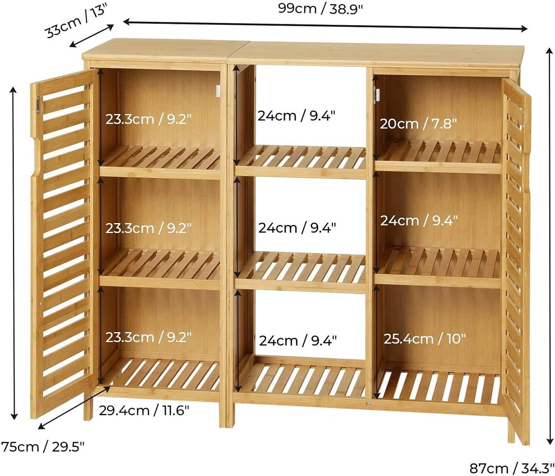 Bamboo Bathroom Storage Freestanding Storage Etsy