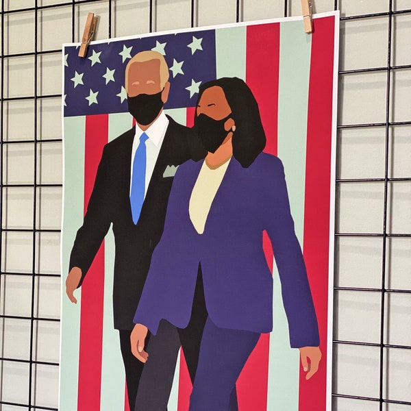 Biden Harris Poster, Joe Biden, Kamala Harris, Vote Democrat 2020, Wall Art Decor 12x18
