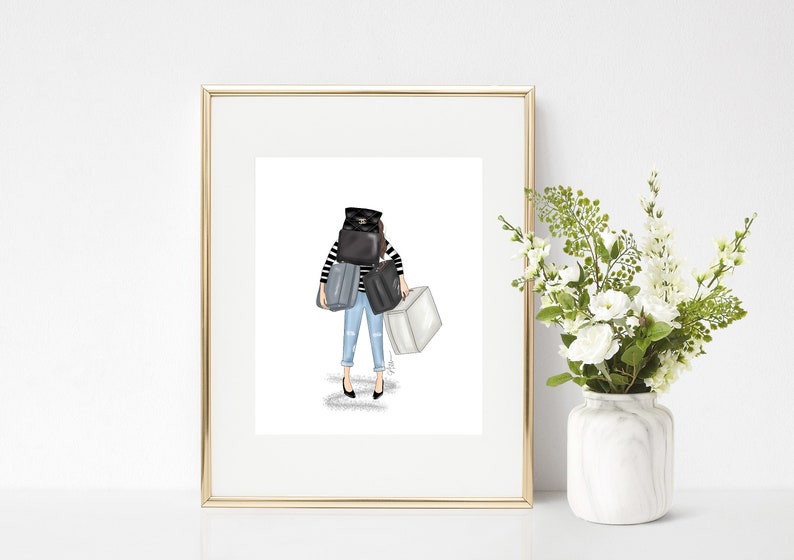 DIGITAL DOWNLOAD: Travelling Bags Brunette Girl Printable PDF - Etsy
