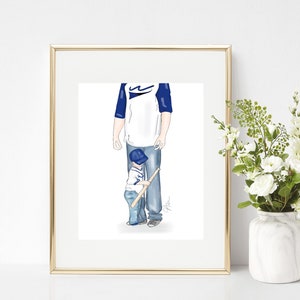 DIGITAL DOWNLOAD: Father Son Baseball Blue Printable, PDF illustration, instant download Dad, Son, Boys, Sports