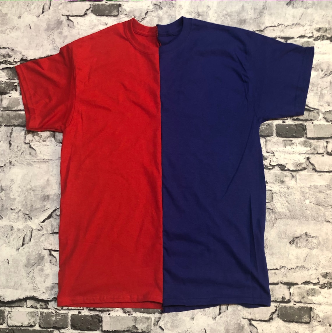 Duo Color Middle Half and Half Tshirt Etsy UK