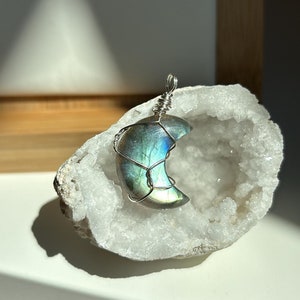 Labradorite Moon Crystal Necklace / Transformation Stone / Spiritual Enhancer / Protection / Reiki Infused