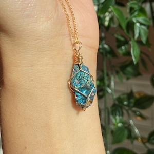 Chalcopyrite Peacock Ore Bornite Small Crystal Stone Necklace / Grounding & Protection / Strengthens Inner Vision / Connects to Higher Self