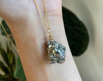 Pyrite Crystal Necklace / Protection & Shielding / Luck and Abundance / Reveals Hidden Truths + Facades / Reiki Infused