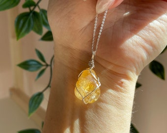 Citrine Necklace Dainty Crystal / Success & Abundance / Commercial treated Citrine / Intuition + Protection / November Birthstone