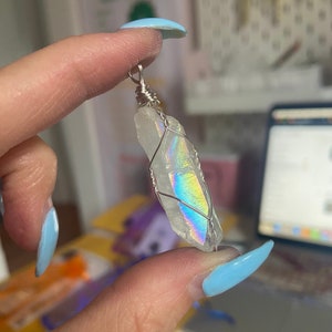 Colar de Cristal de Aura Arco-Íris de Quartzo Angel Aura / Conexão com Espíritos e Guias Angélicos / Proteção de Aura / Paz e Clareza
