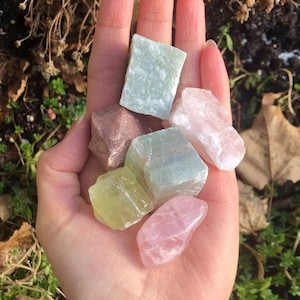 Heart Chakra Love Set - Pink Aventurine Green Calcite Rose Quartz Green Aventurine