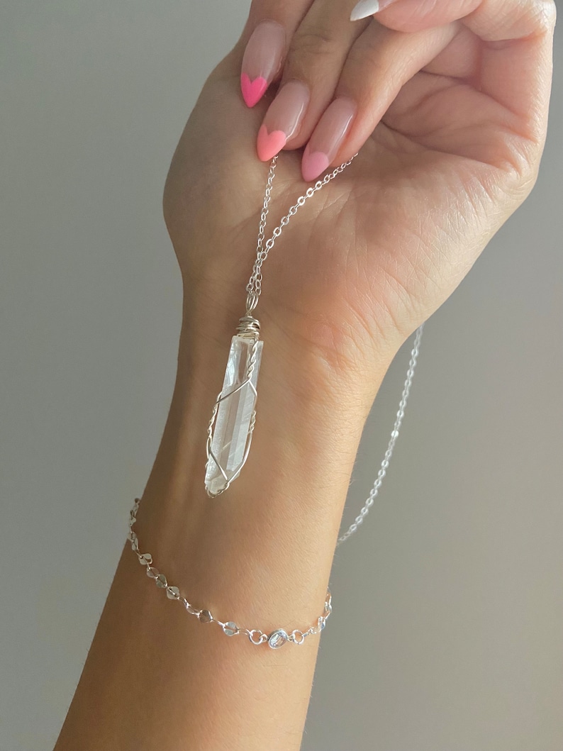 Clear Quartz Reiki Infused High Vibrational Energy Necklace / Amplifies Intentions / Clear Communication / Enhances Growth Awareness image 2