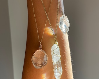 Clear Quartz Reiki Infused High Vibrational Energy Necklace / Amplifies Intentions / Clear Communication / Enhances Growth + Awareness