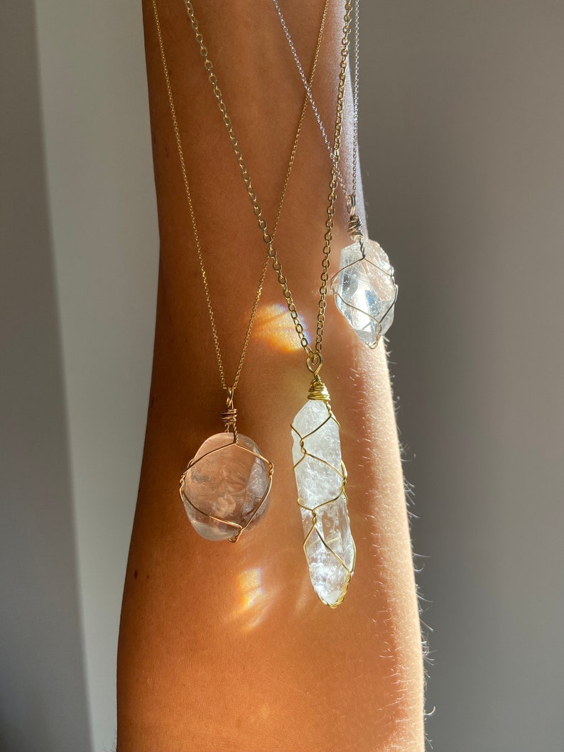 Clear Quartz Reiki Infused High Vibrational Energy Necklace / Amplifies Intentions / Clear Communication / Enhances Growth Awareness image 1