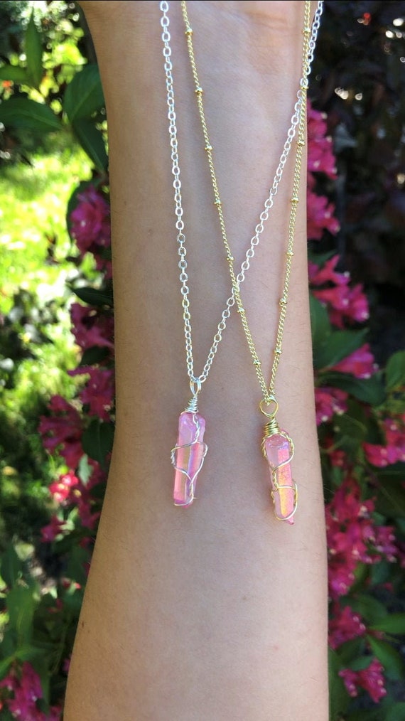 Rose Aura Quartz Dainty Pink Quartz 
