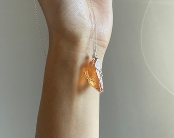 Tangerine Quartz Necklace / Naturally occurring orange quartz / Crystal of Hope / Growth & Acceptance / Reiki Infused Handmade