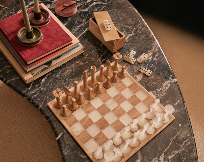 John Legend Creator Collab - Italian Marble Chess Set | Hand carved Onyx Stone Chess Set