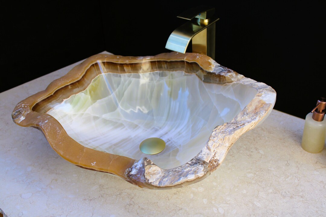 Rustic Onyx Stone Bathroom Vessel Sink Bathroom Vanity Sink Etsy