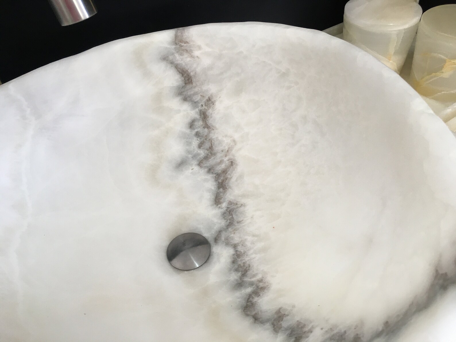 White Onyx Stone Bathroom Vessel Sink Matte Finish Bathroom Etsy