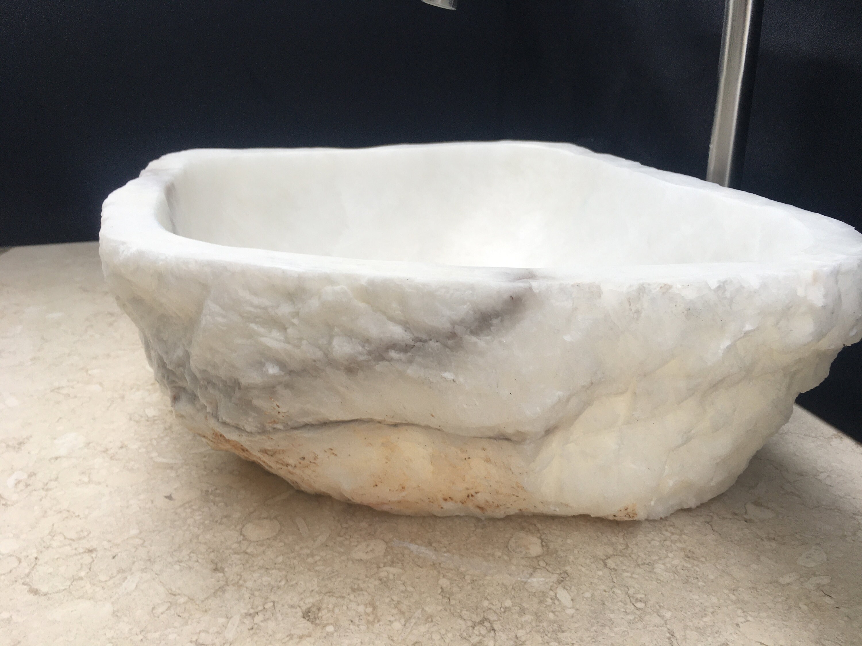 White Onyx Stone Bathroom Vessel Sink Matte Finish Bathroom Etsy