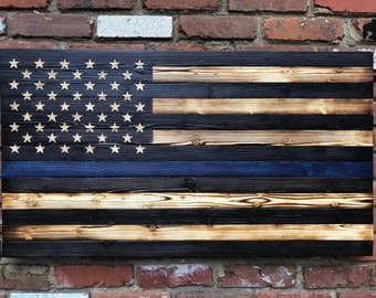 Thin blue line gifts Gun holder Wood burning Police officer buckle