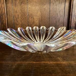 Retro 60s Starburst Celestial Iridescent Rainbow Decorative Bowl Federal Carnival Glass