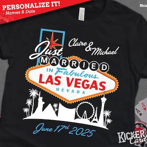 Personalized Just Married Vegas Wedding Shirt - Just Married in Fabulous Las Vegas Nevada Wedding Shirt - Unique Gift for Newlywed Couple
