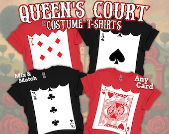 Alice in Wonderland Card Soldier Set, Group Halloween Shirts | Queen of Hearts Queen's Court Playing Cards Cosplay Shirts, Group Run Costume