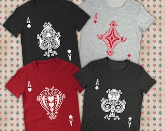 Ace Playing Card Shirt: Poker Night Costume - All Suits Available