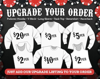 Mejora tu pedido: Sudadera con capucha, sudadera, camiseta sin mangas, camiseta con espalda deportiva, camiseta con cuello en V, camiseta de manga larga