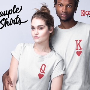 2 SHIRTS - King and Queen Matching Playing Cards Shirts | Matching Couple Shirts for Valentine&#39;s Day, Vegas Trip, or Just Because