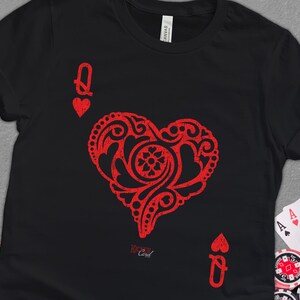 Queen of Hearts Shirt, Poker & Bridge Card Player Shirt, Poker Night Gift for Card Players, Playing Card Unisex T-Shirt