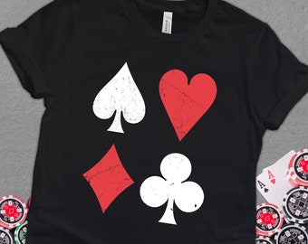 Vintage Playing Card Suit Shirt: Poker Player Unisex Tee