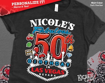Personalized Vegas Birthday Shirt - Fabulous Birthday in Las Vegas - Unique Gift for Any Vegas Trip Birthday - Custom Name and Age Shirt