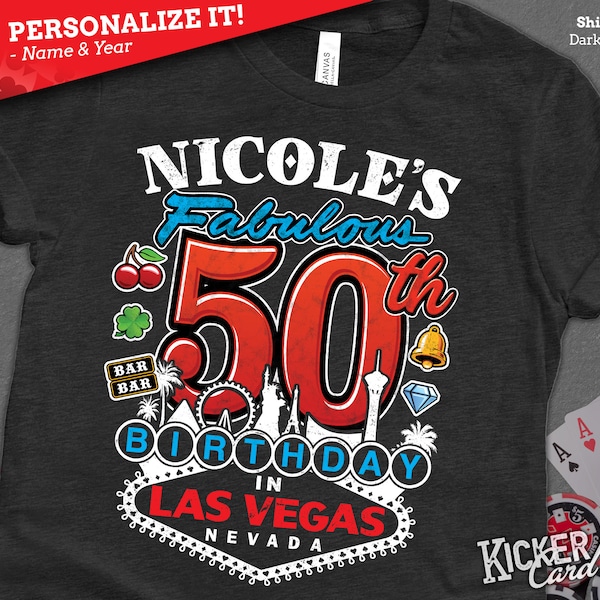 Personalized Vegas Birthday Shirt - Fabulous Birthday in Las Vegas - Unique Gift for Any Vegas Trip Birthday - Custom Name and Age Shirt