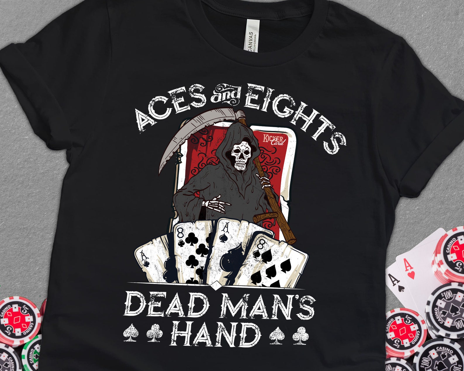 Aces & Eights Dead Man's Hand Grim Reaper Shirt Poker - Etsy